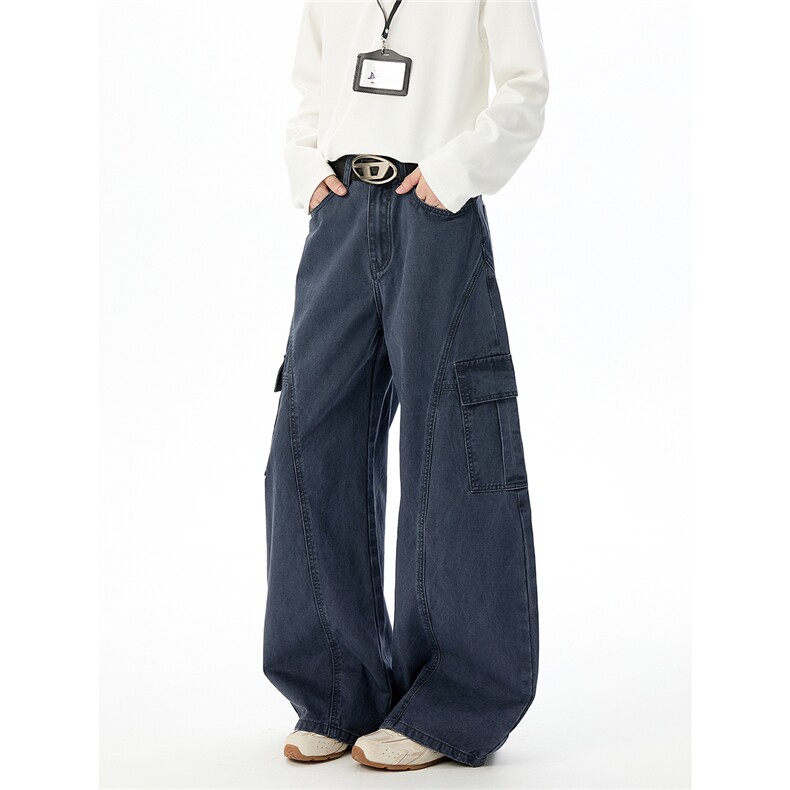 6155秋冬版型洗褪高质量弯刀100棉拼接工装休闲裤(P65X108)16,男装休闲裤,电商C315