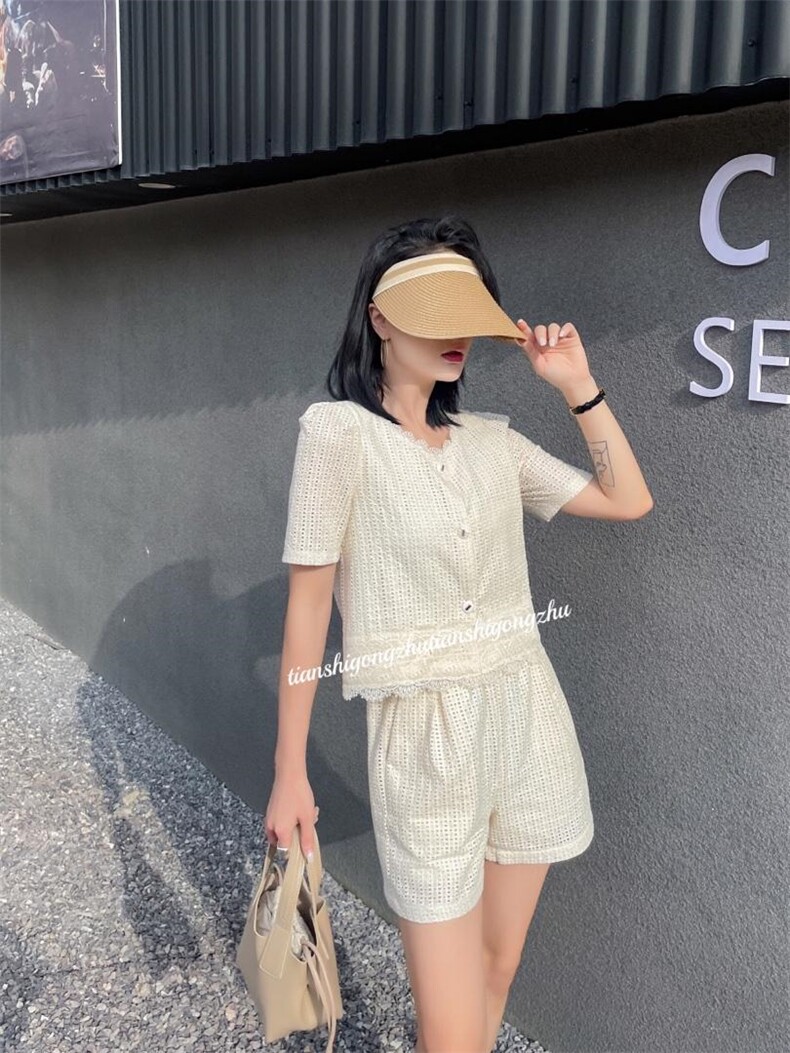 剌绣花边拼接套装，女装职业装，天使公主