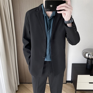 外套男韩版潮牌商务休闲西服春秋黑色单西上衣男生小西装 X01图片