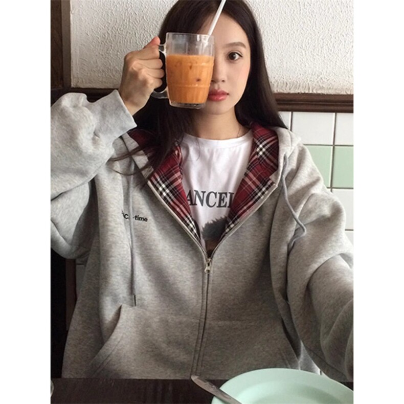 5255-P53原版做工#刺绣食毛华棉复合格子拼接卫衣薄款/加绒，女装卫衣/绒衫，星座617A-2