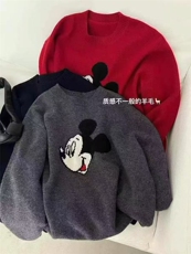 2025年秋季时尚气质圆领长袖百搭卡通图案羊毛衫，女装羊毛衫，百纯羊绒