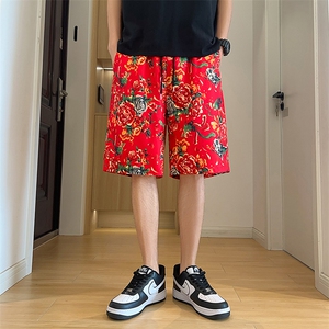oversize沙滩短裤男夏休闲五分裤宽松大码东北花裤衩子insDK209图片