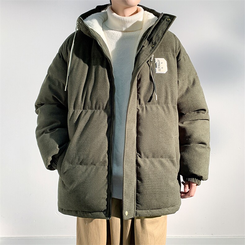 冬季青少年灯芯绒连帽棉衣潮牌羊羔毛加绒加厚棉服外套5305-P85,男装棉衣,电商B306
