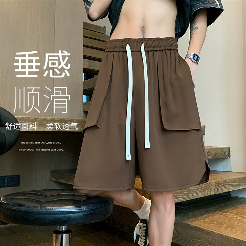 冰丝工装短裤X5515 -TP30控价48 美式中裤男凉感冰丝大口袋五分裤图片