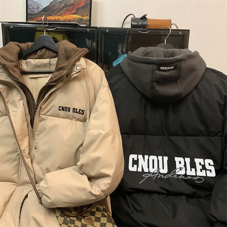 1506/MY106/P78宽松面包服加厚连帽假两件棉衣外套情侣棉服男4图片