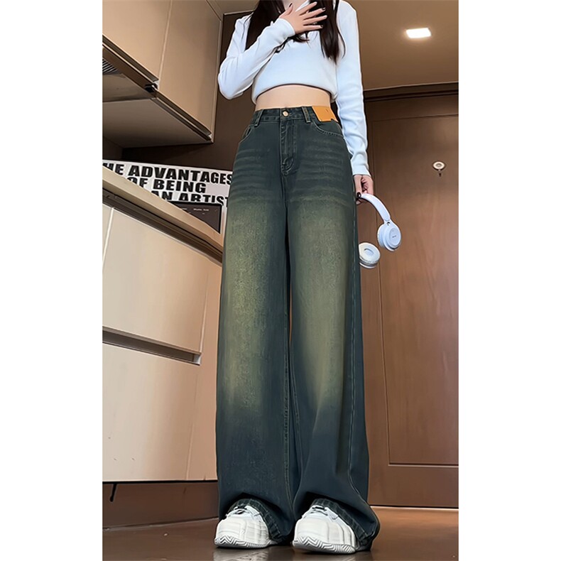 特批P40无差价秋新潮牌水洗美式高街牛仔裤男中性大码拖地裤N5301图片