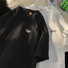 2026夏圆领短袖潮牌T恤大码青少年五分半袖衫T8602/特P25平铺3，男装T恤，电商A094