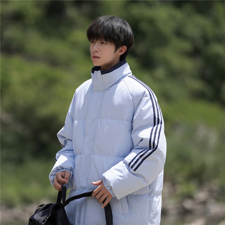 ！冬季条纹五防立领加绒加厚棉衣情侣撞色棉服外套MY7777-P68,男装棉衣,星座610B-1