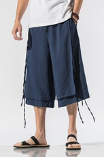 夏季大码风男女棉麻休闲裤暗黑坠感飘带古风汉服宋裤K92/P85，男装民族服装，钱塘713
