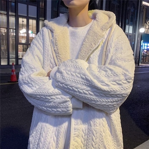 毛毛棉服连帽外套男冬装港风宽松潮牌棉衣潮流百搭棉袄W4291-P58图片