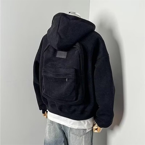 1506-1/WF091/P60潮牌立体背包重磅连帽开衫卫衣男设计感拉链外套图片