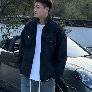 pu皮外套高级感痞帅立领美式复古工装皮衣夹克衣服Y1035-P98网图图片