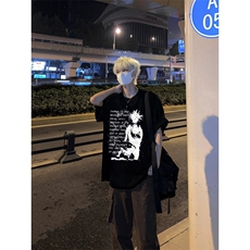 欧美高街重磅短袖t恤ins潮牌潮流vintage美式复古七分袖，男装T恤，星座310A-4