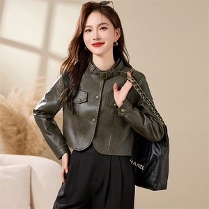 皮衣女高级感超好看外套短款夹克kbne2024春季新款今年流行的外套图片