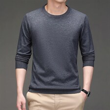 CG6816男士2023年夏季新款长袖毛衣青年圆领针织衫条纹套头P58，男装针织衫/毛衣，电商B360