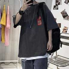 T008常年款男士休闲字母印花T恤衫外套圆领半袖五分袖TEE男女中性，男装T恤，星座115A-3