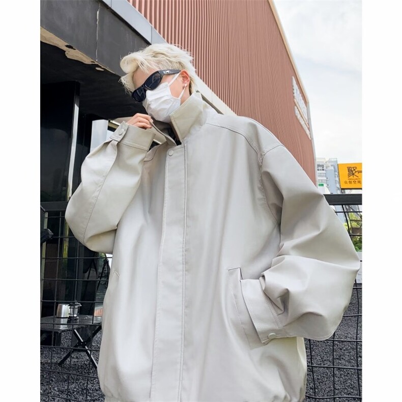 美式皮衣外套男春秋新款宽松大码机车风皮夹克休闲上衣3322/P65,男装夹克,星座506