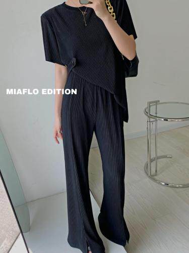 清凉一下压皱套装/薄荷绿/暗黑/SML，女装职业装，MIA&FLO