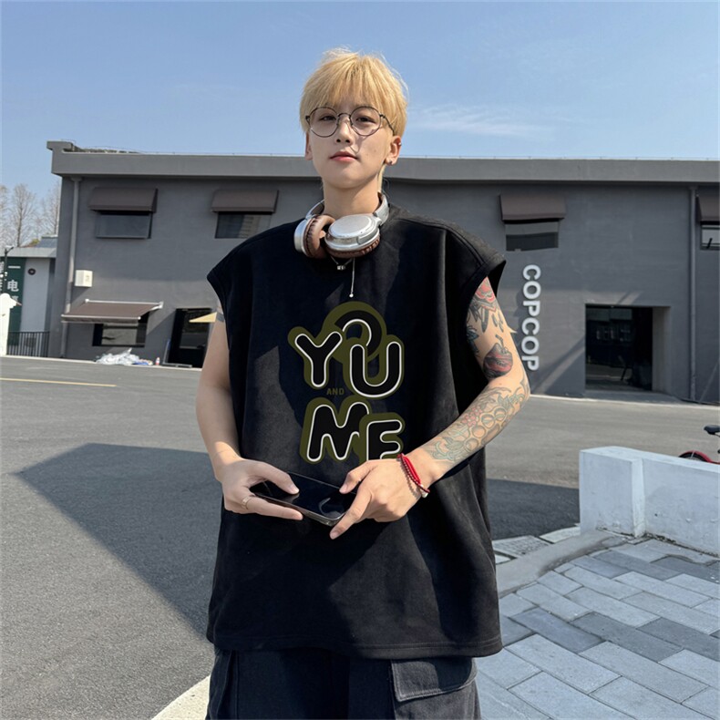 麂皮绒背心坎肩男T恤美式港风潮JB440-特P19控38,男装背心/马甲,电商B370
