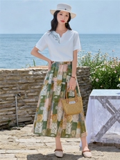 8369时尚刺绣小衫+印花半裙套装（可分开购买），女装套装/套裙，倪叶myz