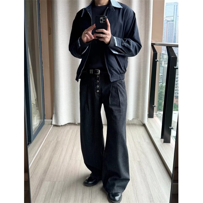 网图春款老钱风cleanfit双褶五连扣条纹牛仔裤CK837/特P48,男装牛仔裤,电商B350