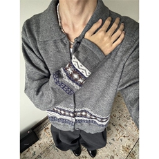 网图老钱风灰色针织衫外套复古慵懒风男女毛衣MMY416特P60，男装针织衫/毛衣，星座1007（原301D）