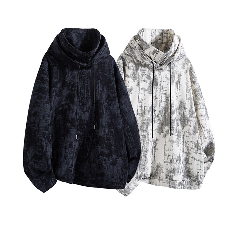 现货WY5527-P68大码加绒加厚立领连帽卫衣,男装卫衣,电商D232