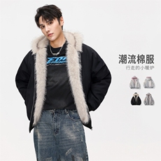 美式座山雕毛领棉服男款2025冬潮牌情侣棉衣外套MY2524-P95，男装棉衣，星座610（原A335）