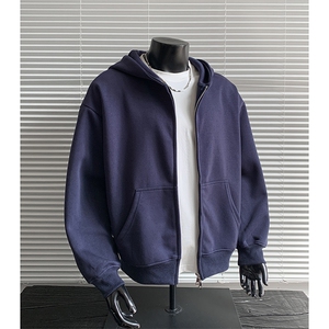 重磅全棉450克双拉链开衫连帽卫衣纯色外套男潮 RH6127-P54图片