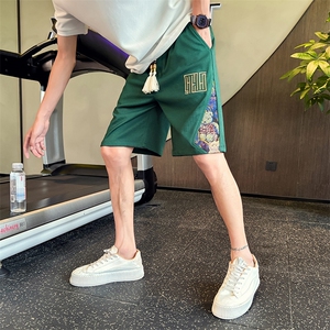 精神小伙夏季男士新款风拼接短裤2024潮流刺绣5分裤男C208-6807