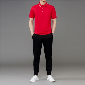 夏季中年男士运动套装短袖短裤T恤两件套运动服休闲时尚夏装套装图片