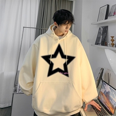 棉连帽卫衣男美式星星印花JK23397特批p35-控48，男装卫衣，星座605(原A050)