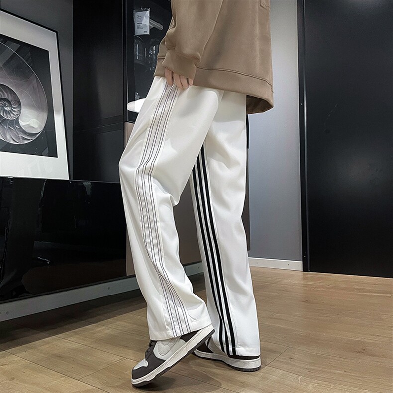 美式vibe潮条纹运动裤男夏季高街直筒宽松垂感阔腿裤K7229-P32,男装休闲裤,星座512-4