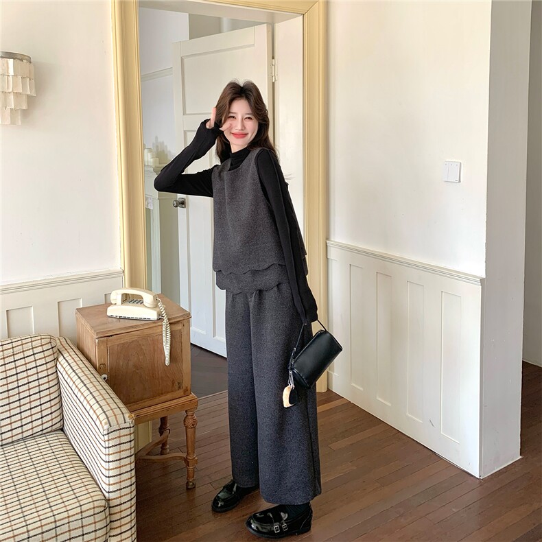 2026春装新款气质叠穿背心T恤阔腿裤三件套女603-P205-K328,女装套装/套裙,2C126