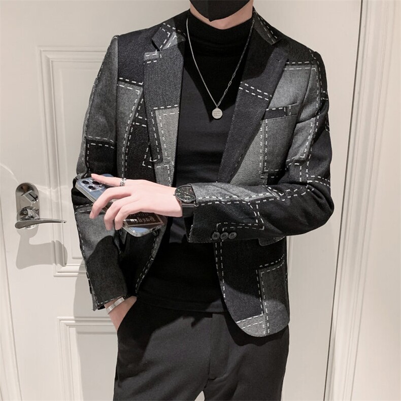 秋冬社会小伙牛仔夹克西装单西修身西服A236-XZ-210-P145,男装夹克,电商A236