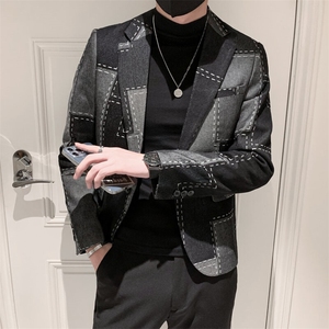 秋冬社会小伙牛仔夹克西装单西修身 西服 A236-XZ-210-P145图片