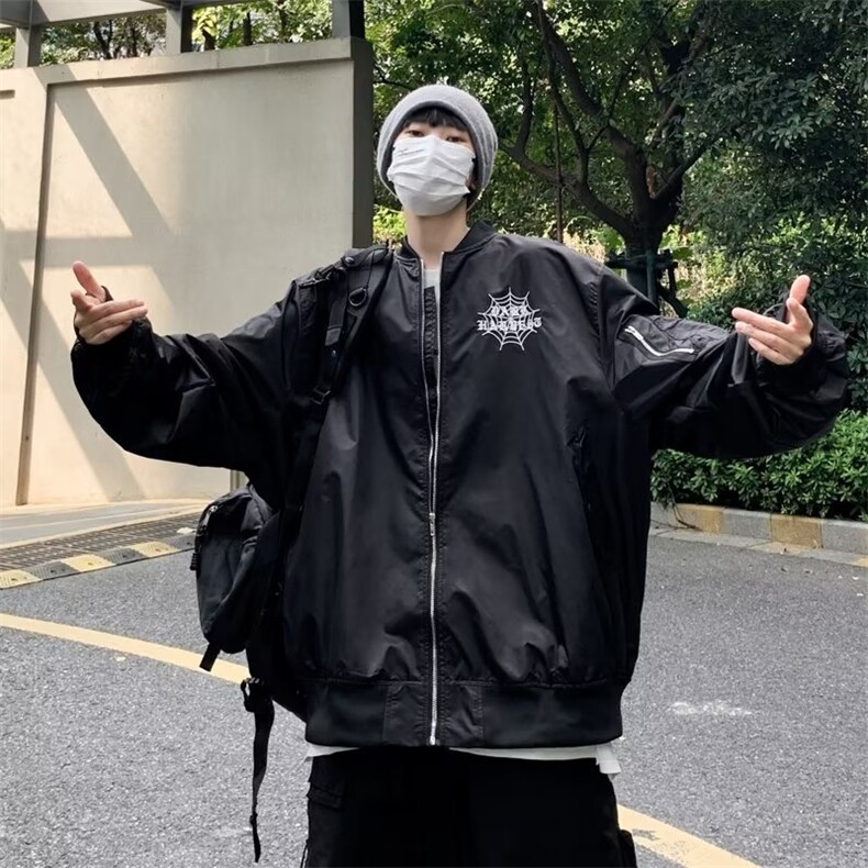 男士外套春秋季美式潮牌刺绣棒球服宽松飞行员情侣夹克JK1050-P62,男装夹克,星座1008-1