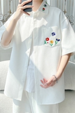 2025夏季新款旋律风车大码绣花帅气短袖衬衫M-5XHC25323-特P35，男装衬衫，电商A022