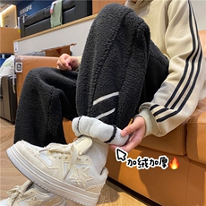 港风冬季新款保暖羊羔绒休闲宽松束脚卫裤B315-K23530-p65控88，男装休闲裤，电商B315