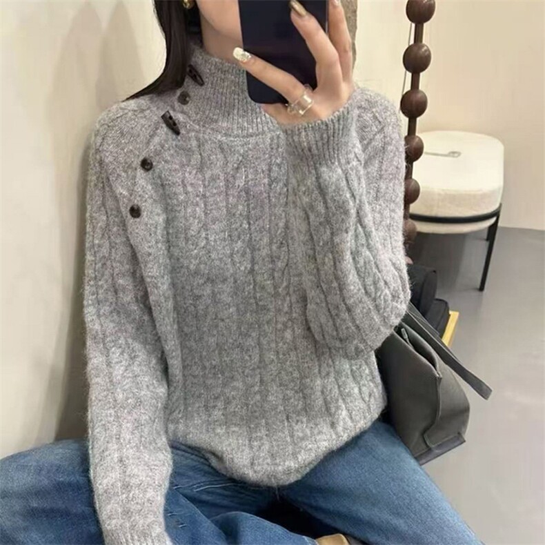 毛衣女冬季加厚外穿内搭套头圆领短款小个子时尚针织衫打底衫上衣,针织衫/毛衣,暖姿羊绒
