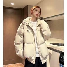 冬装新港风PU软皮棉服刺绣logo棉衣休闲加厚外套男女G1103P128，男装棉衣，电商A339