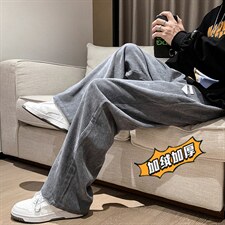 2025冬季原创港风加绒加厚灯芯绒休闲裤直筒裤灰GK26-1-P55，男装卫衣，电商B277A（原A068）
