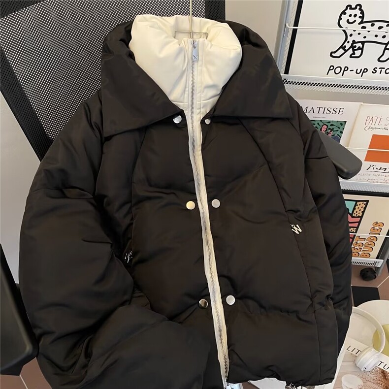 棉衣外套男士冬季2026新款日系复古假两件棉服保暖皮棉袄子宽松型,男装棉衣,星座1013