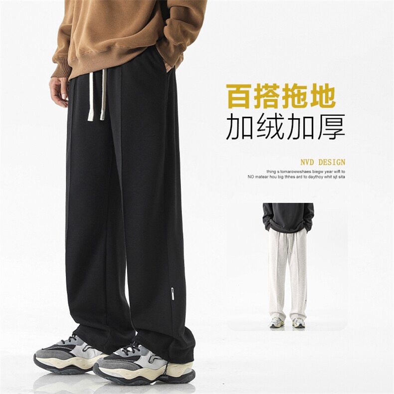 美式加绒裤男士宽松直筒潮牌阔腿运动卫裤X1686特批39加绒特批49图片