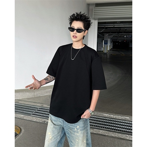 8XL-M 美式高街高克重短袖T恤男宽松短款BOXY正肩上衣半袖DX334图片