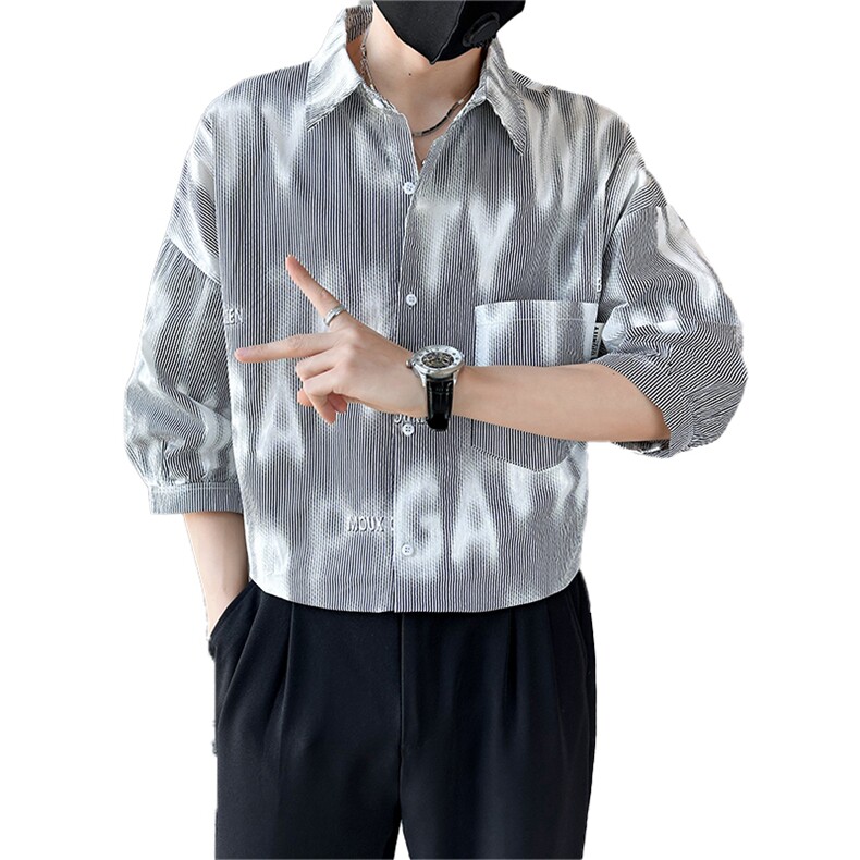 2025春季新款衬衫男士高品质七分袖打底衬衫男社会小伙901C13P58,男装衬衫,星座901