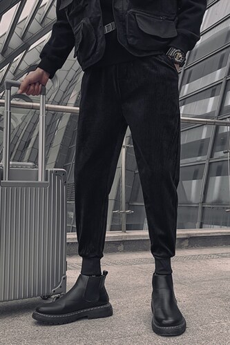 2025秋冬季新款灯芯绒休闲裤男韩版潮流纯色条绒裤子男网红同款，男装休闲裤，电商A327