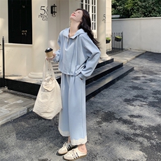 新款现货主推二色裤脚花边卫衣套装2505-P160-K238，女装套装/套裙，2C129