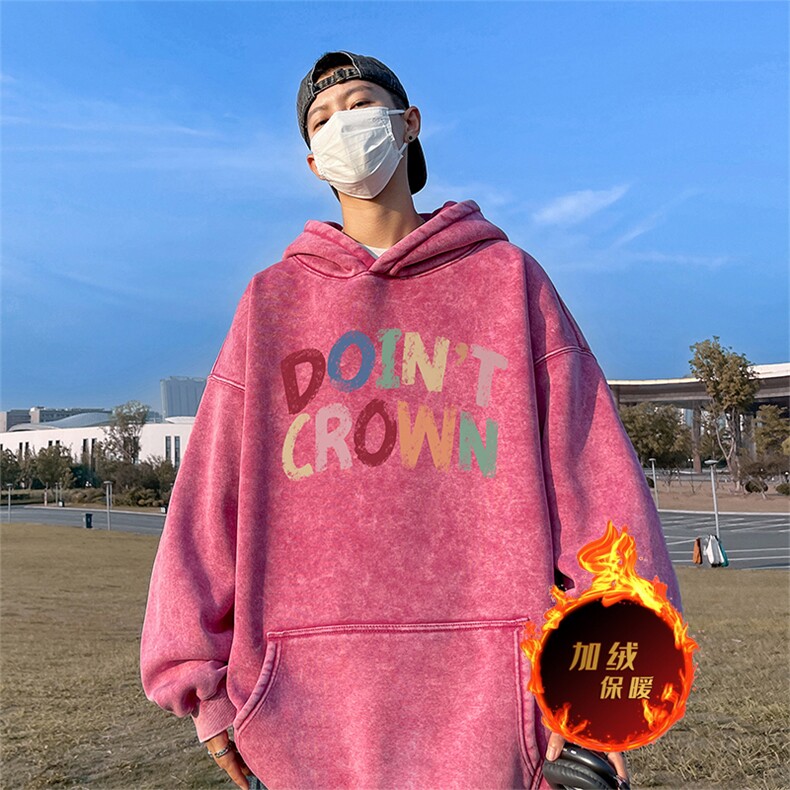 直播品质500克重磅美式印花做旧加绒加厚水洗卫衣冬SL1671特P65,男装卫衣,电商A486