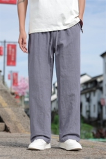风亚麻透气休闲裤男士2025夏季新款休闲百搭直筒裤，男装休闲裤，电商A008